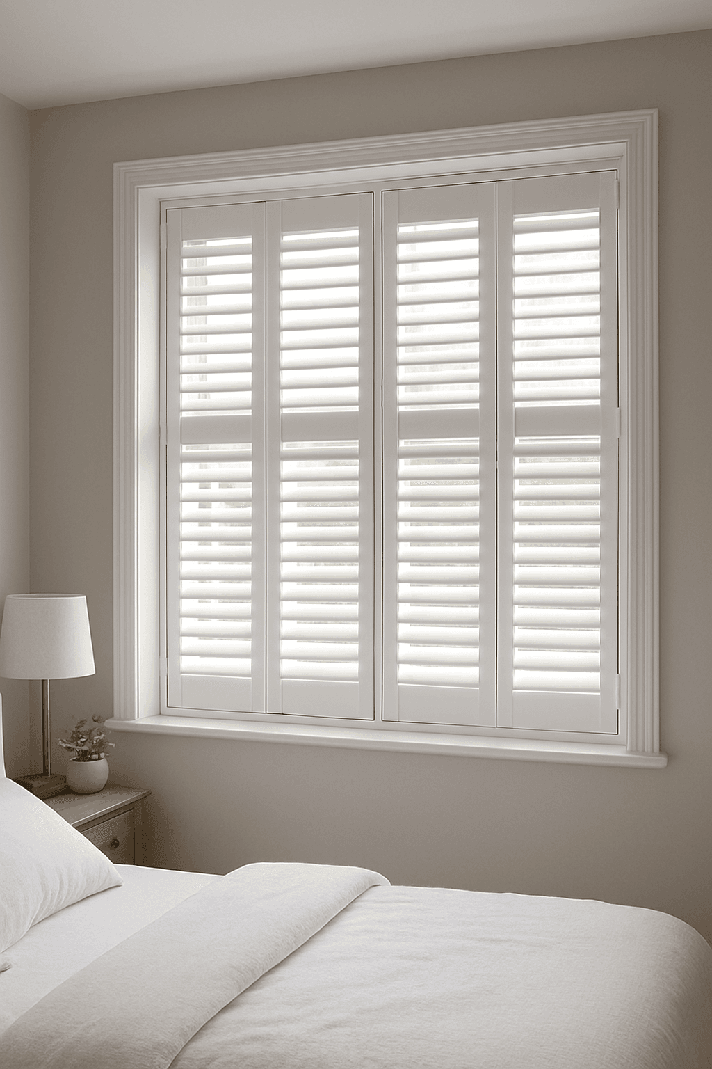 Full height with midrail shutters closed