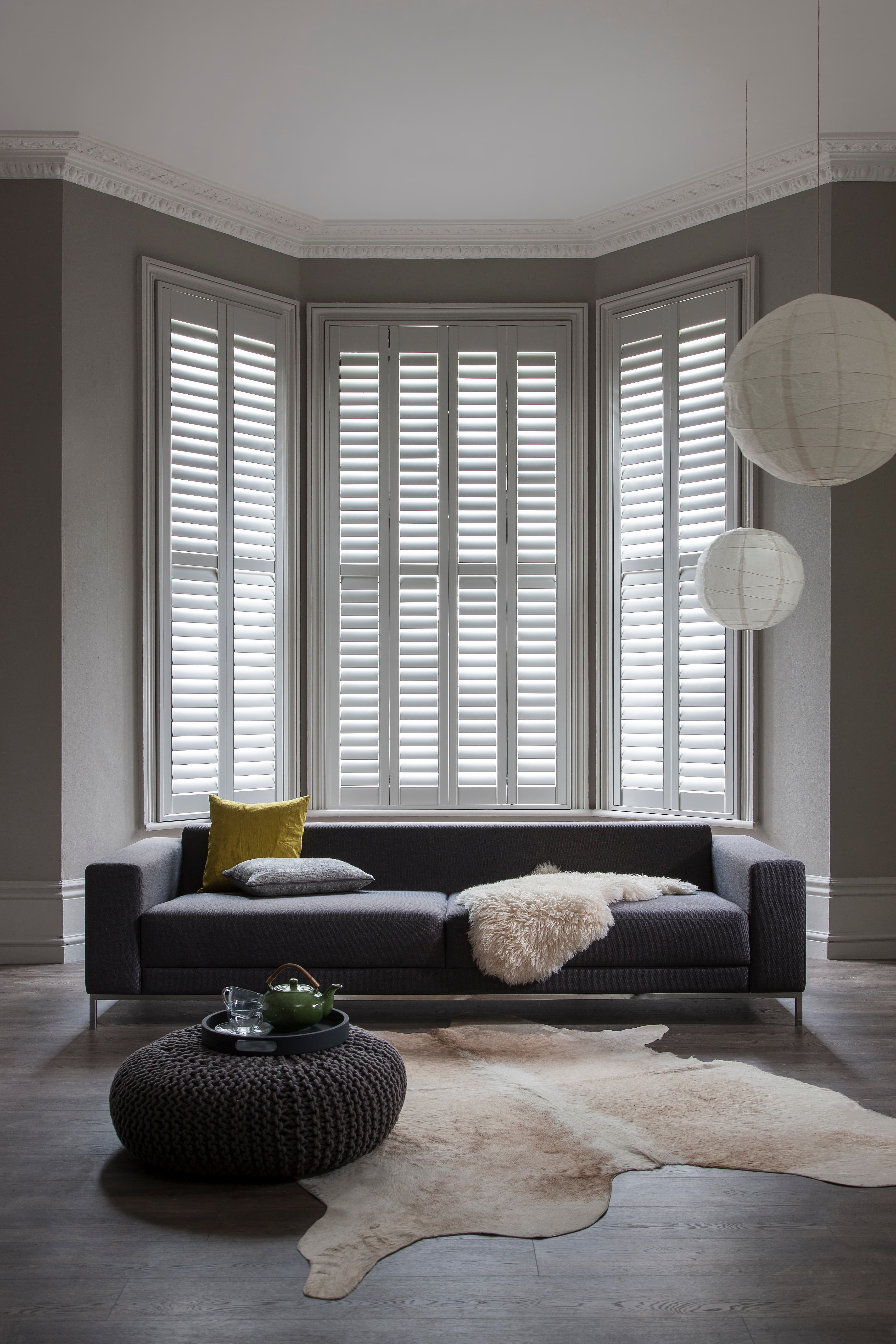 Taupe Bay Shutters closed
